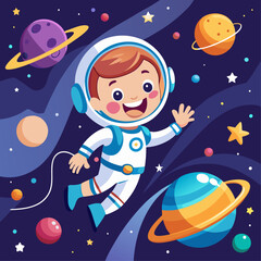 cartoon astronaut in space.
