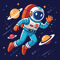 cartoon astronaut in space.