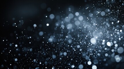 Scattered pearl white particles against a dark backdrop create a soft, celebratory background