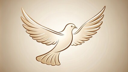 Obraz premium Delicate, minimalist outline of a dove in flight, subtly shaded on a smooth skin tone, conveying peace, hope, and gentle elegance in a serene design.
