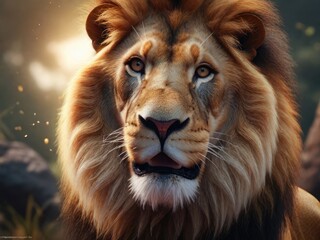 lion face close up