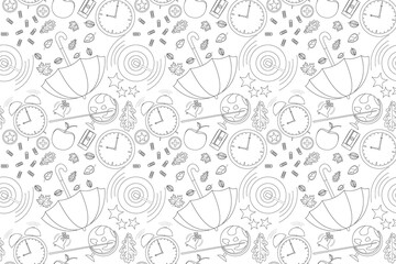 Intricate back-to-school themed coloring page with autumn elements. Ideal for childrens educational and creative activities.
