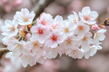 Fototapeta premium Delicate Pink and White Cherry Blossoms in Bloom