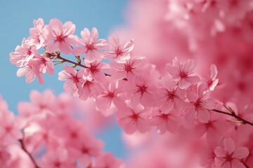 Delicate Pink Cherry Blossoms Against a Blue Sky