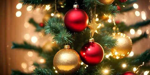 Obraz premium Macro background of a Christmas tree covered with beautiful frost. Hyperrealistic, highly detailed. AI generated 