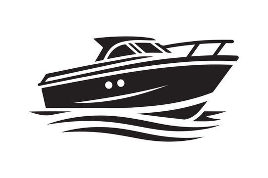 black boat on water clip art preview
