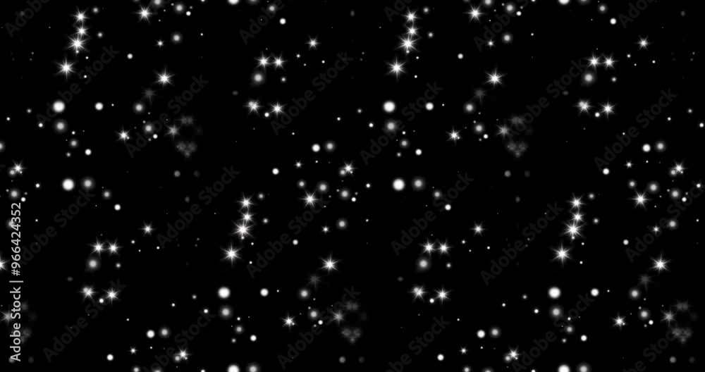Wall mural sparkling stars, twinkling bright particles. seamless loop blinking lights on transparent background