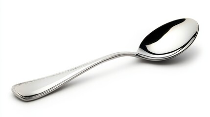 Shiny Silver Teaspoon on a White Background