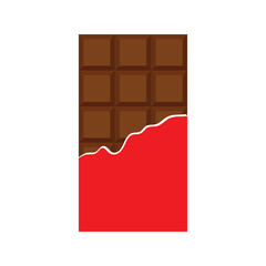 Chocolate bar icon, vector with wrapper. Flat illustration of chocolate bar vector icon for logo, app web design. Vector illustration.