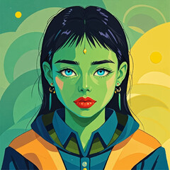 Whimsical Vector Unusual Unique Touch Surreal Style Skin Revolution Renaissance Portrait Painting Mind Masterpiece Landscape Journey Inspire Imaginative Green Fantasy Expression Experience Watercolor