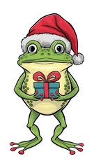 frog and gift cartoon