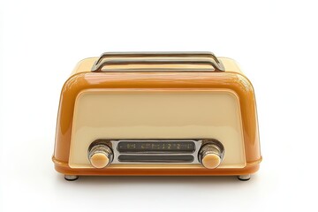 Fototapeta premium Vintage Radio with Orange and Cream Color Scheme