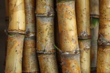 Fototapeta premium Close-up of a Group of Yellow Bamboo Stalks