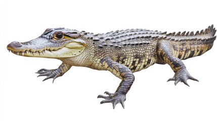 Fototapeta premium Close-up of a Crocodile with a White Background