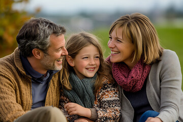 Fototapeta premium Casual Family Portrait: A family photo where everyone isn’t perfectly posed but it feels authentic and full of love.