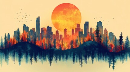 Fototapeta premium sunset in the city