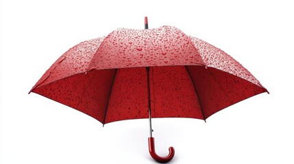 Red Umbrella Covered in Raindrops