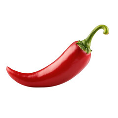 Fresh red chili pepper isolated on white background, ideal for culinary and food photography. transparent background