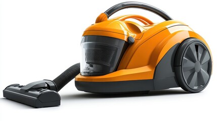 Fototapeta premium Orange and Black Vacuum Cleaner with Transparent Dustbin