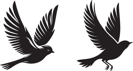 Obraz premium Professional Bird Set Silhouette in Flight – High-Quality EPS 10 Design