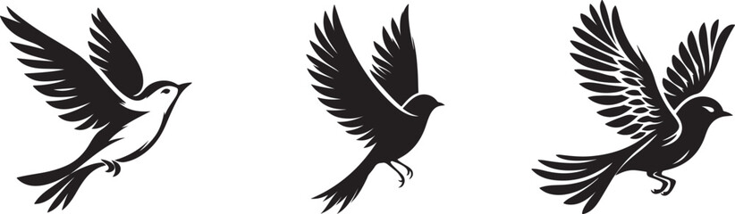 Obraz premium Set Of Flying Bird Silhouette – Nature-Inspired Vector Logo EPS 10