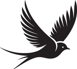 Obraz premium Realistic Flying Bird Silhouette – Black and White Illustration EPS 10