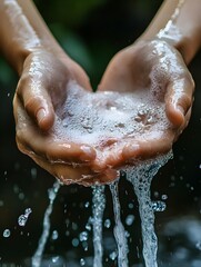 A close-up of hands washing under running water - Health and hygiene