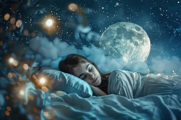 Dark night filled with stars, peaceful dreams disrupted by nightmares.