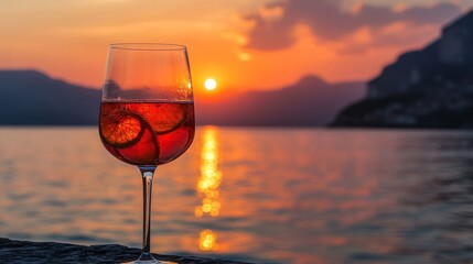 Sunset Cocktail by the Lake