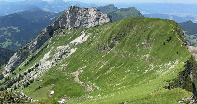 Stoos Ridge Hiking Trail in Switzerland in summer