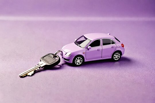 Simple keyring with car keys on a pastel lavender backdrop