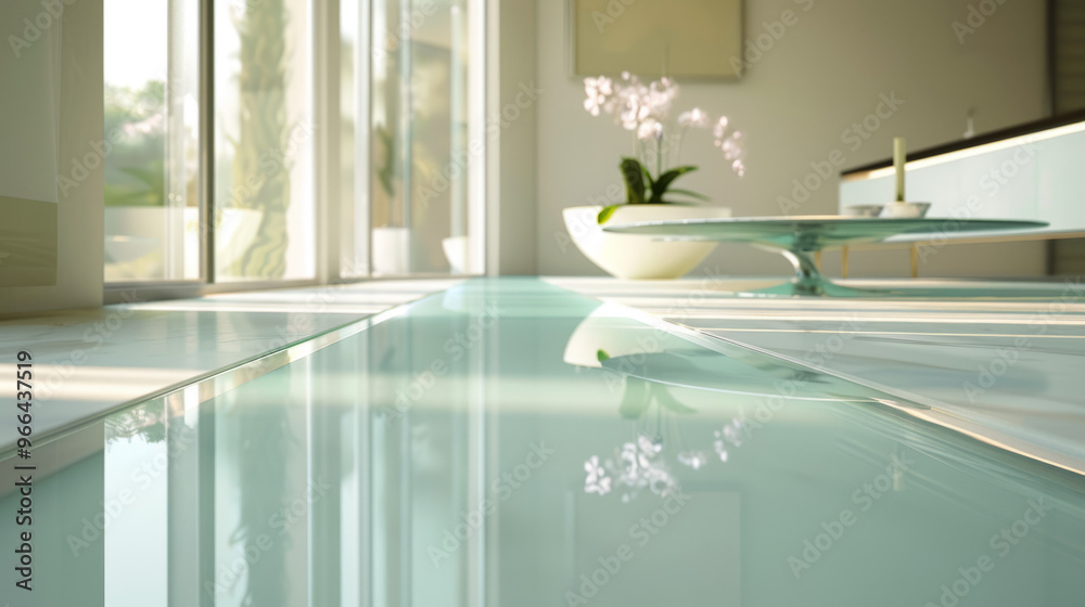 Wall mural glass surfaces: elements that replicate glass with reflections and refractions, adding lightness and