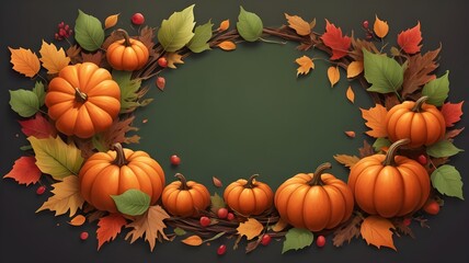 Naklejka premium Fall Wooden Frame with Thanksgiving typography lettering, Background Concept