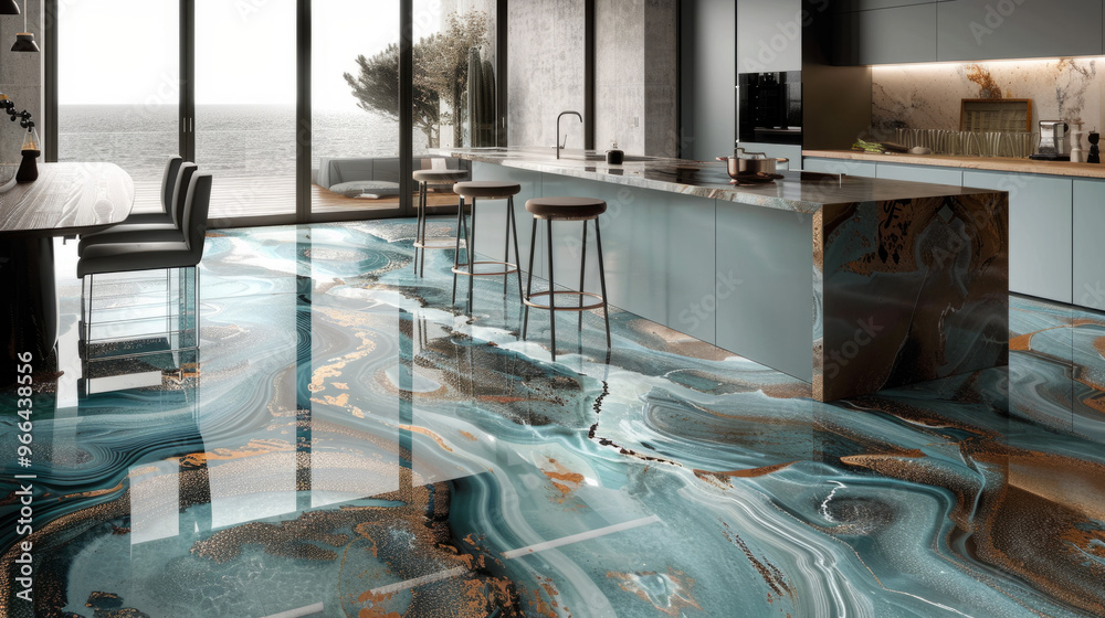 Wall mural glass surfaces: elements that replicate glass with reflections and refractions, adding lightness and