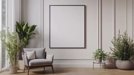 Modern Living Room with a Blank Canvas