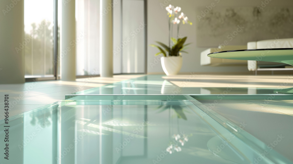 Wall mural glass surfaces: elements that replicate glass with reflections and refractions, adding lightness and