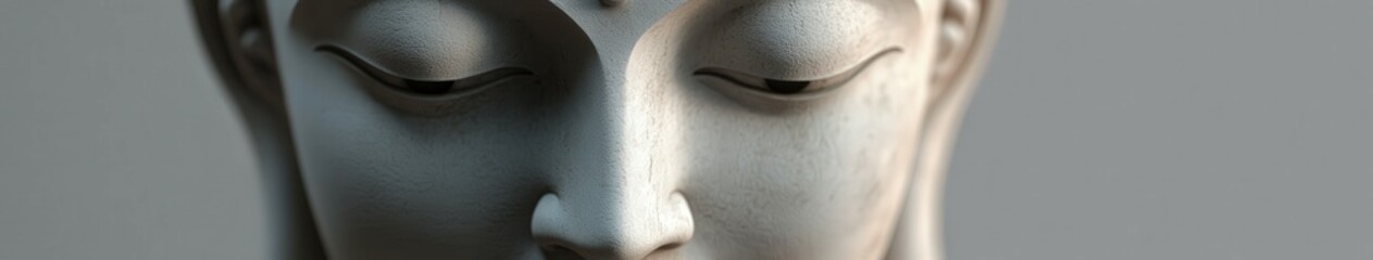 Fototapeta premium Marble Buddha sculpture capturing serene expression and intricate details