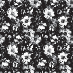 Seamless black and white floral pattern