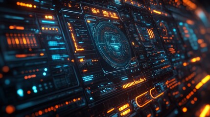 Fototapeta premium Advanced firewall system actively blocking cyber threats in a high-tech digital environment