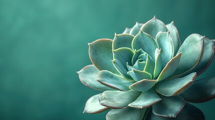 Fototapeta premium A clear photo of a succulent flower against a green backdrop, with sharp focus on the edges of the flower and soft blur in the center