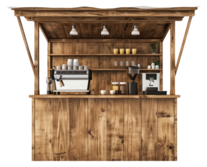 PNG  Rustic wooden coffee kiosk