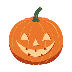 A cheerful pumpkin with a distorted smile, perfect for Halloween decorations and festive themes.