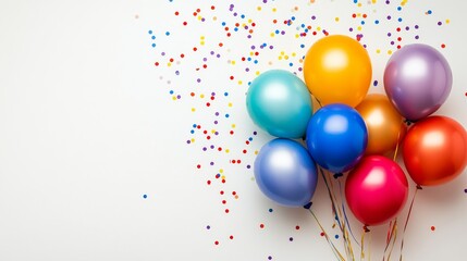Colorful balloons and confetti create a festive atmosphere for a celebration in the air