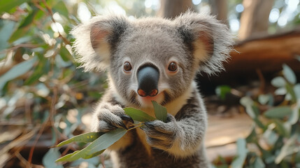 Fototapeta premium Koala in the wild. Beautiful extreme close-up. Printable photo with Instant Download. Digital photography. Art Decor. Digital art.