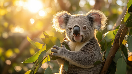 Obraz premium Koala in the wild. Beautiful extreme close-up. Printable photo with Instant Download. Digital photography. Art Decor. Digital art.