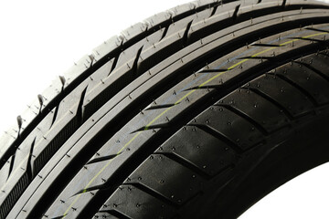 Car tire on white background