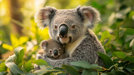 Fototapeta premium Koala in the wild. Beautiful extreme close-up. Printable photo with Instant Download. Digital photography. Art Decor. Digital art.