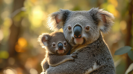Naklejka premium Koala in the wild. Beautiful extreme close-up. Printable photo with Instant Download. Digital photography. Art Decor. Digital art.