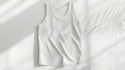 Elegant White Tank Top Mockup on Clean White Background