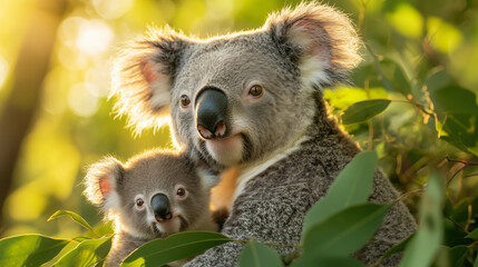 Fototapeta premium Koala in the wild. Beautiful extreme close-up. Printable photo with Instant Download. Digital photography. Art Decor. Digital art.